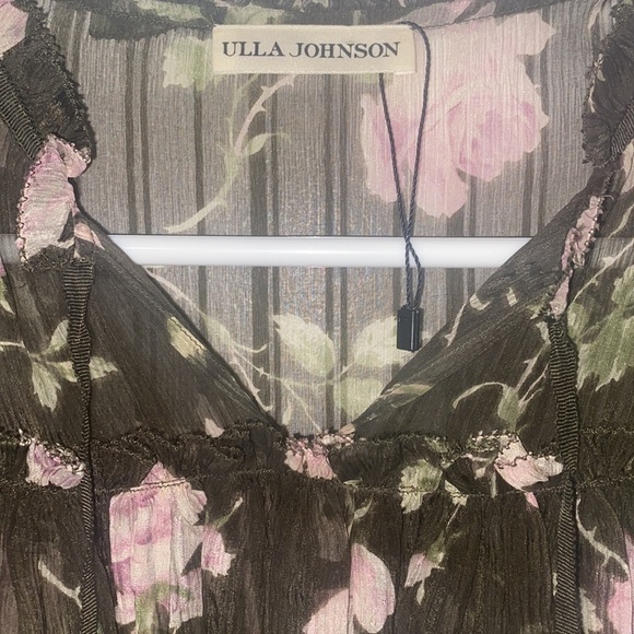 Ulla Johnson Olive Azalea Floral Silk Blouse Top - Picture 8 of 10